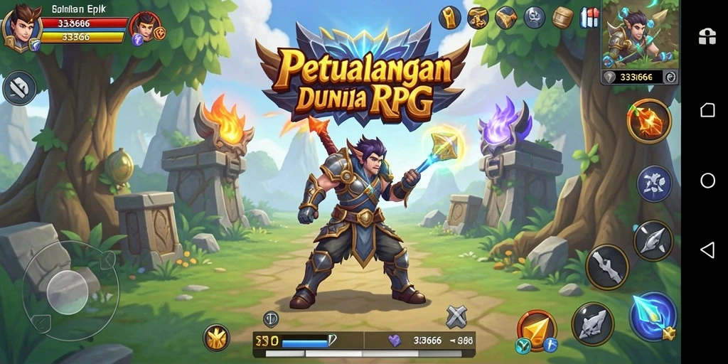 Tampilan menakjubkan dari gameplay RPG dalam 333666.