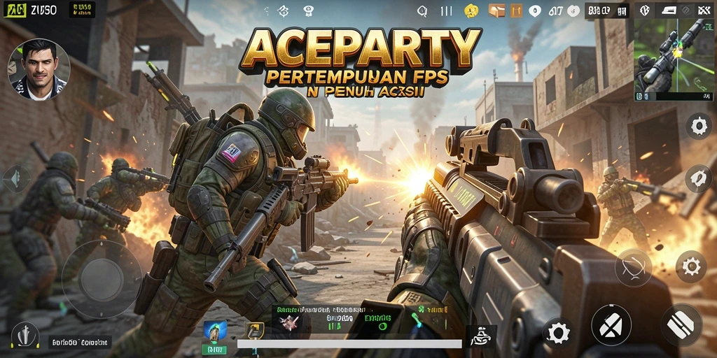 Tampilan gameplay menegangkan dari ACEPARTY dengan aksi tembak-menembak yang cepat.