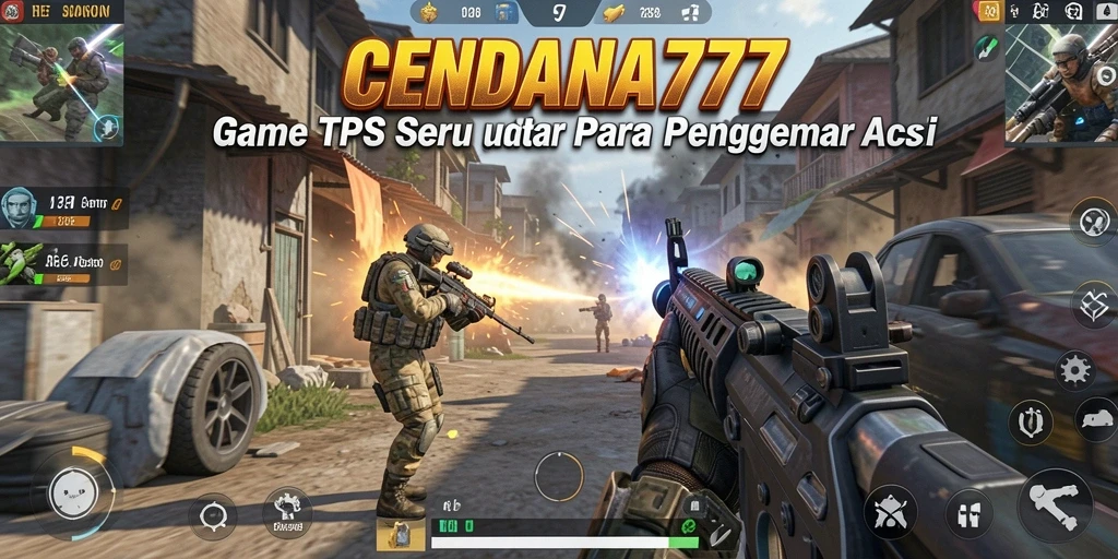 Screenshot CENDANA777 menampilkan aksi pertempuran epik dalam game TPS.