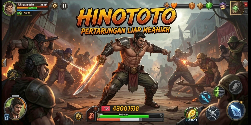 Screenshot HINOTOTO menampilkan aksi seru saat bertarung.