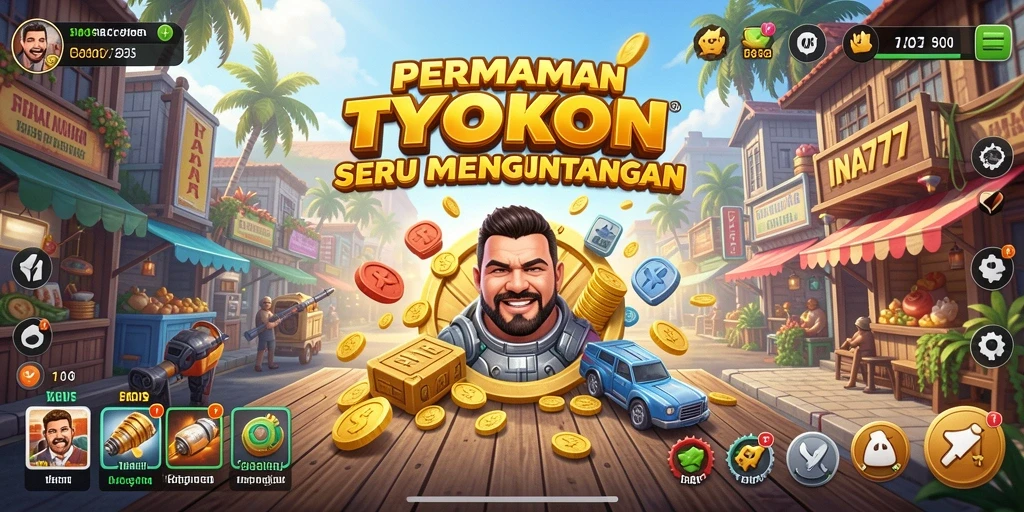 Screenshot menampilkan pengelolaan bisnis dalam game Tycoon INA777.