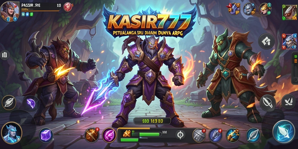 Screenshot utama KASIR777 menampilkan aksi seru dalam pertempuran ARPG.