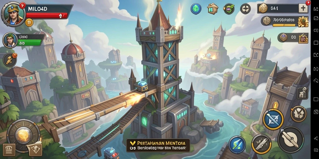 Tampilan gameplay <strong>MILO4D</strong> menampilkan menara yang strategis menghentikan gelombang musuh.
