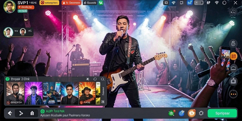 Screenshot gameplay SVIP1 menampilkan antarmuka yang menarik saat bernyanyi.