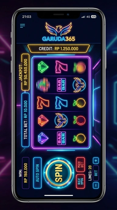 Tampilan antarmuka pengguna garuda365 yang sederhana dan intuitif.